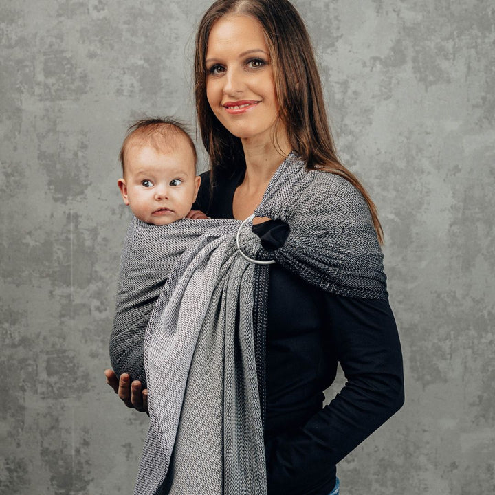 LennyLamb-LennyLamb Ring Sling - Little Herringbone Ombre Grey (100% Cotton) - Cloth and Carry