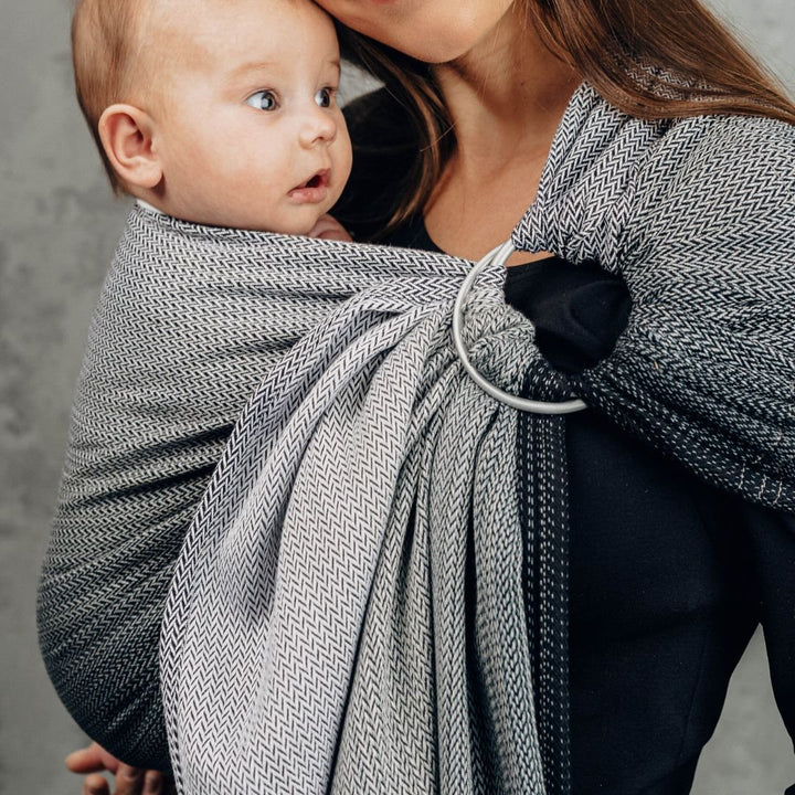 LennyLamb-LennyLamb Ring Sling - Little Herringbone Ombre Grey (100% Cotton) - Cloth and Carry