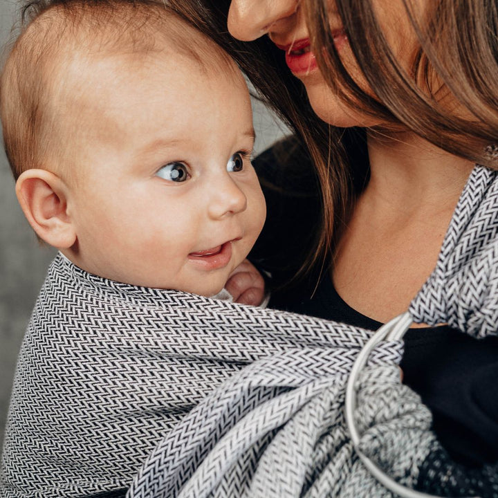 LennyLamb-LennyLamb Ring Sling - Little Herringbone Ombre Grey (100% Cotton) - Cloth and Carry