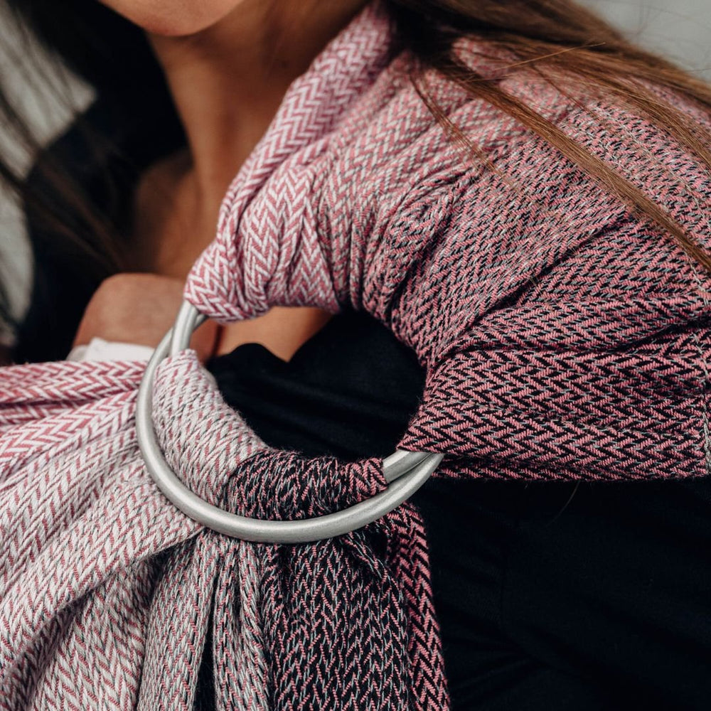 LennyLamb-LennyLamb Ring Sling - Little Herringbone Ombre Pink (100% Cotton) - Cloth and Carry