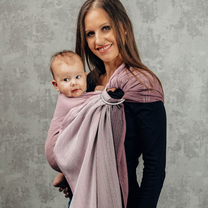 LennyLamb-LennyLamb Ring Sling - Little Herringbone Ombre Pink (100% Cotton) - Cloth and Carry