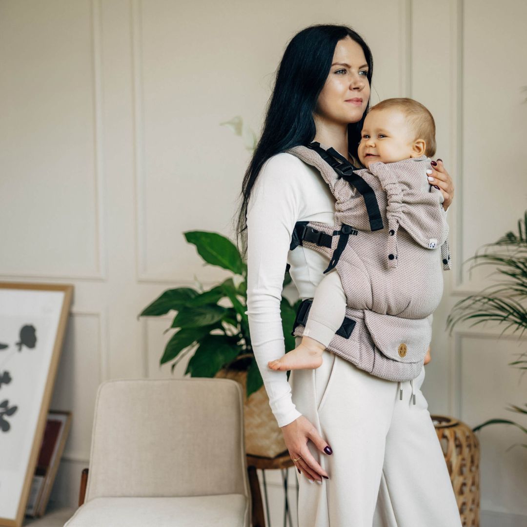 LennyLamb-LennyUpgrade "My First" Baby Carrier - Little Herringbone Almond - Cloth and Carry