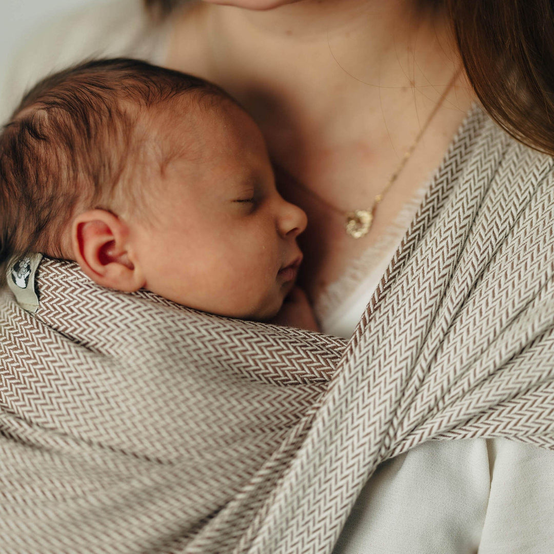 LennyLamb - LennyLamb Baby Sling Woven Wrap - Little Herringbone Almond - Cloth and Carry
