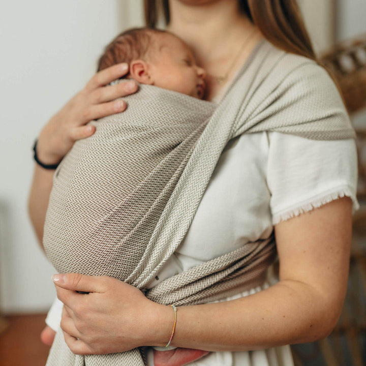 LennyLamb - LennyLamb Baby Sling Woven Wrap - Little Herringbone Almond - Cloth and Carry