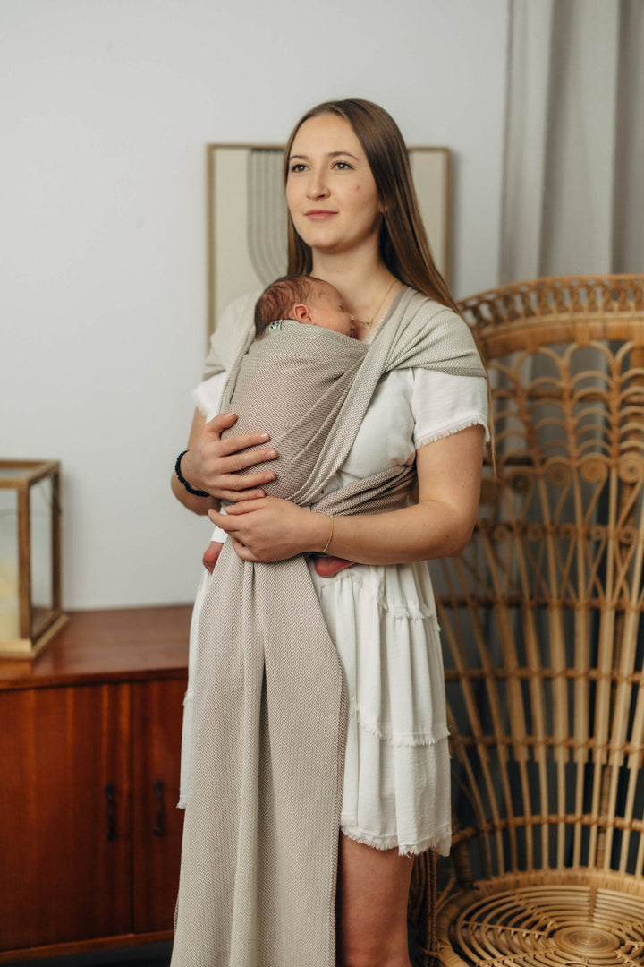 LennyLamb - LennyLamb Baby Sling Woven Wrap - Little Herringbone Almond - Cloth and Carry