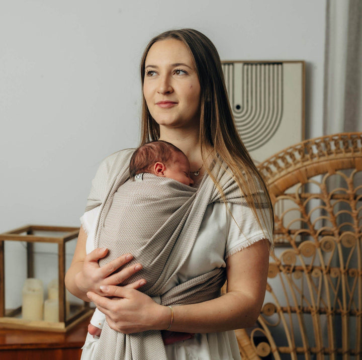 LennyLamb - LennyLamb Baby Sling Woven Wrap - Little Herringbone Almond - Cloth and Carry