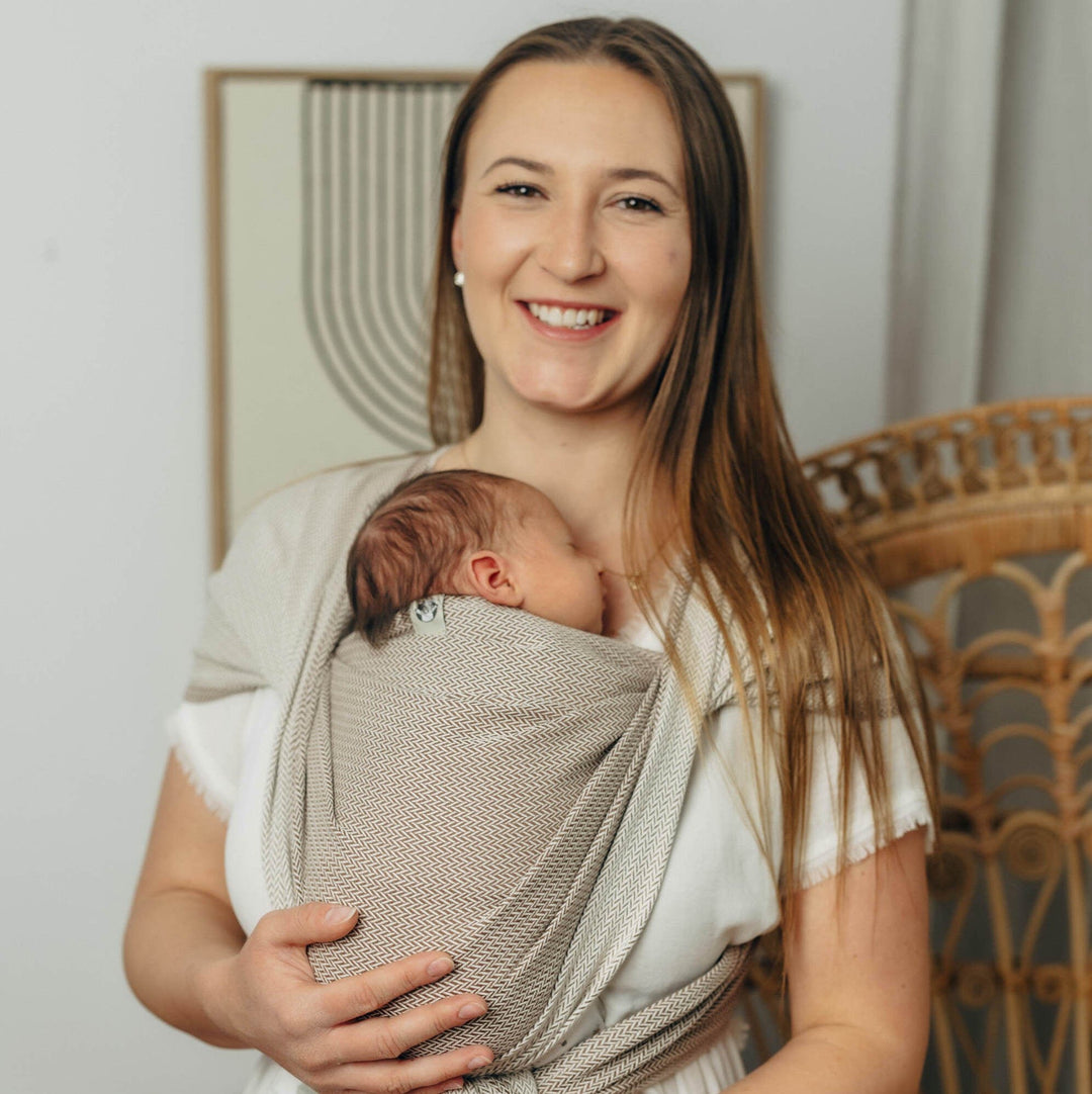 LennyLamb - LennyLamb Baby Sling Woven Wrap - Little Herringbone Almond - Cloth and Carry