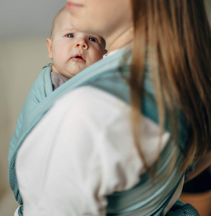 LennyLamb - LennyLamb Baby Sling Woven Wrap - Little Herringbone Baby Mint * GRADE B * - Cloth and Carry