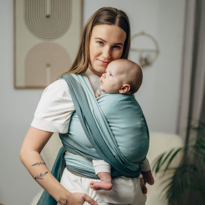 LennyLamb - LennyLamb Baby Sling Woven Wrap - Little Herringbone Baby Mint * GRADE B * - Cloth and Carry