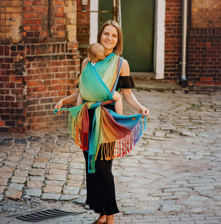 LennyLamb - LennyLamb Baby Sling Woven Wrap - Little Love Jungle with Fringe (100% Cotton) - Cloth and Carry