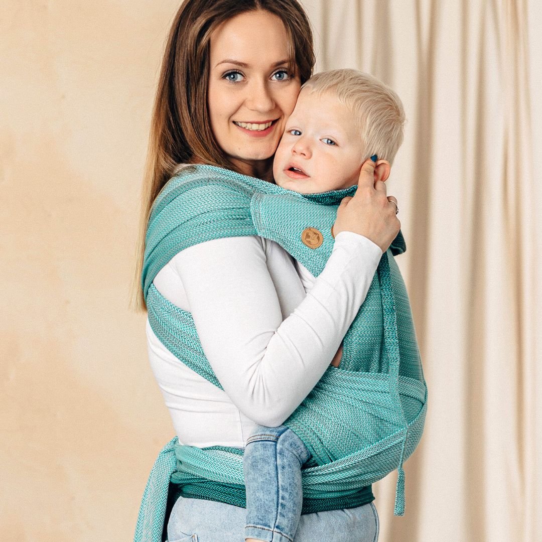 LennyLamb-Wrap-Tai Meh Dai Baby Carrier: Little Herringbone Ombre Green - Cloth and Carry