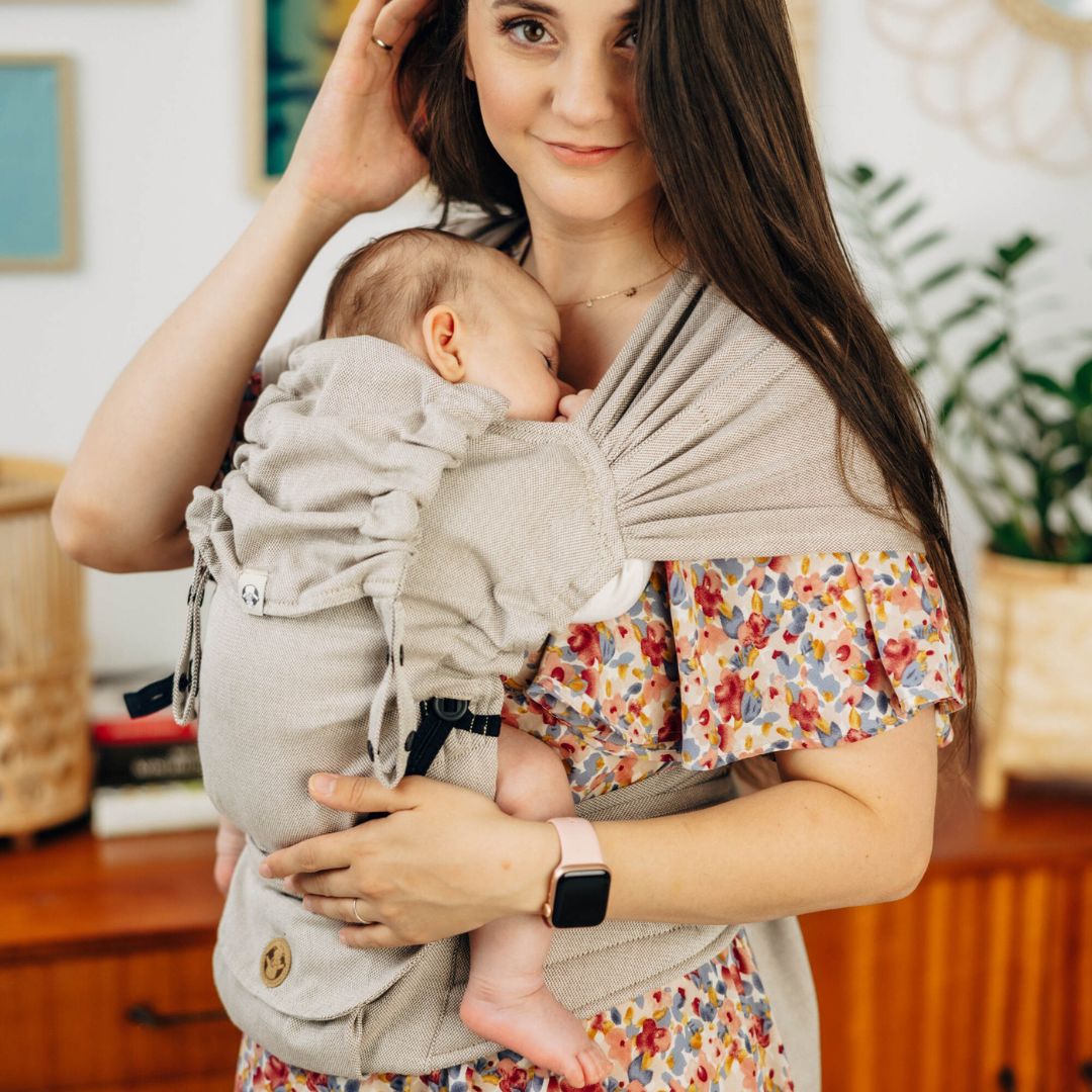 LennyLamb-LennyHybrid Half Buckle Baby Carrier - Peanut Butter (100% Cotton) - Cloth and Carry