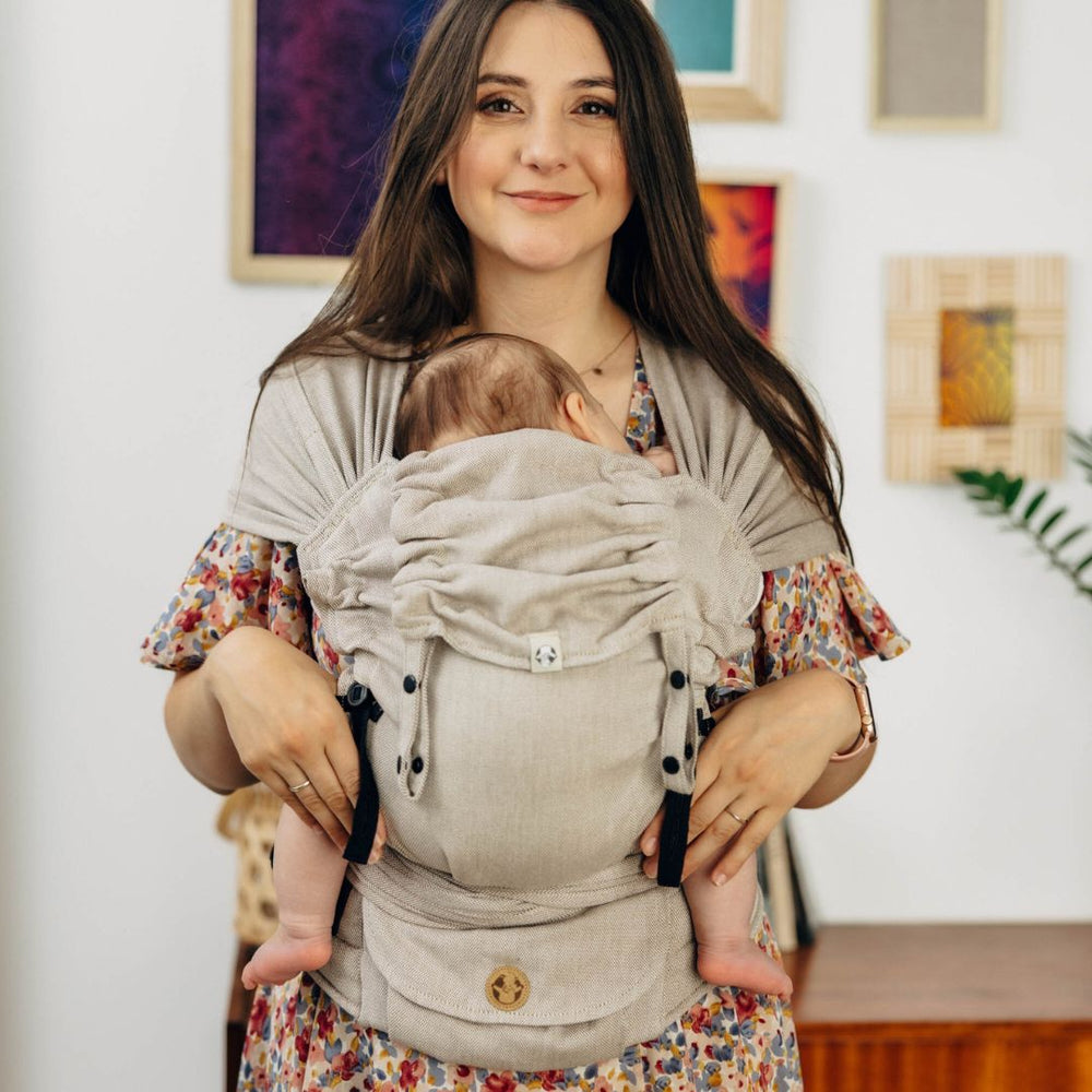 LennyLamb-LennyHybrid Half Buckle Baby Carrier - Peanut Butter (100% Cotton) - Cloth and Carry