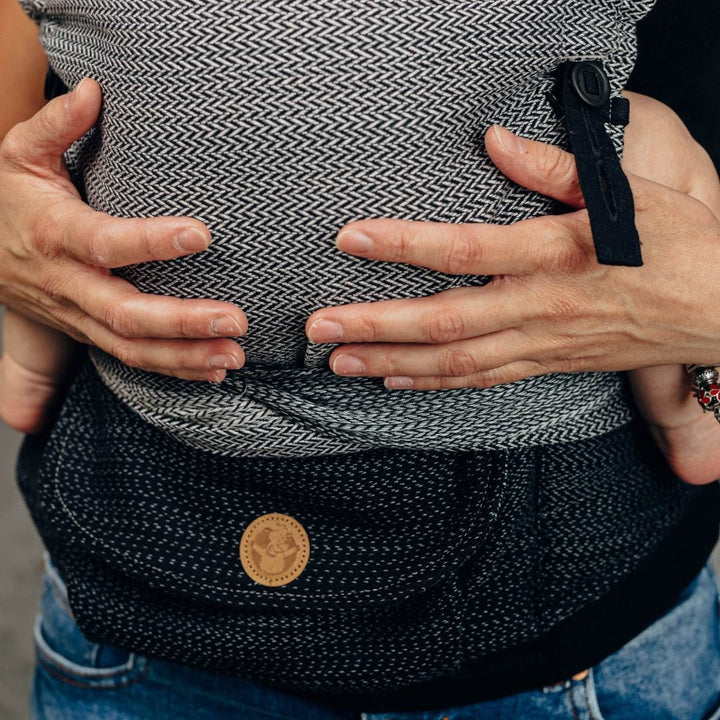 LennyLamb-LennyHybrid Half Buckle Baby Carrier - Little Herringbone Ombre Grey (100% Cotton) - Cloth and Carry