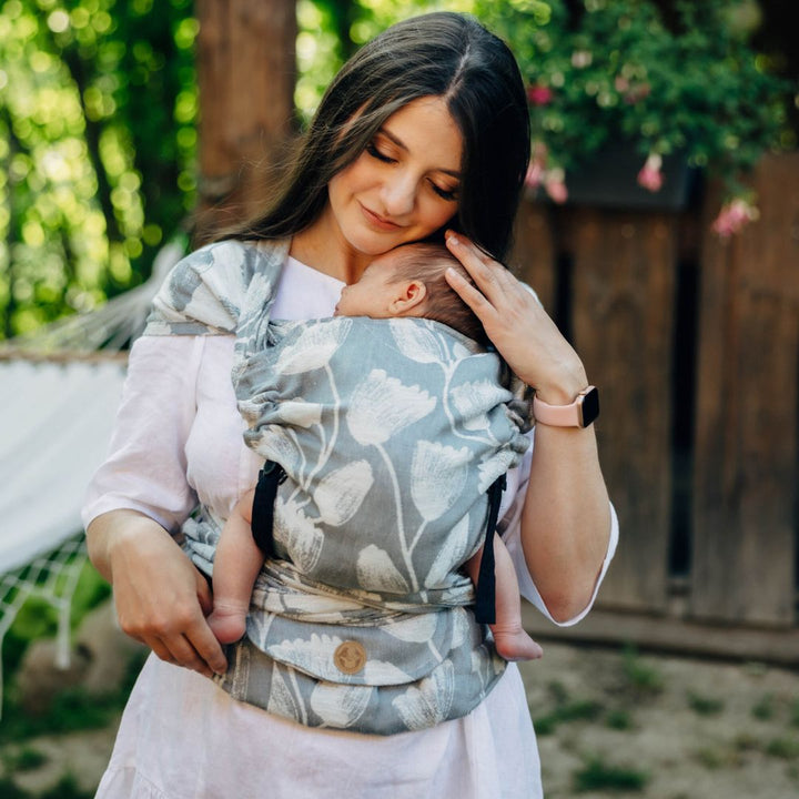 LennyLamb-LennyHybrid Half Buckle Baby Carrier - Viridiflora Ash (100% Linen) - Cloth and Carry