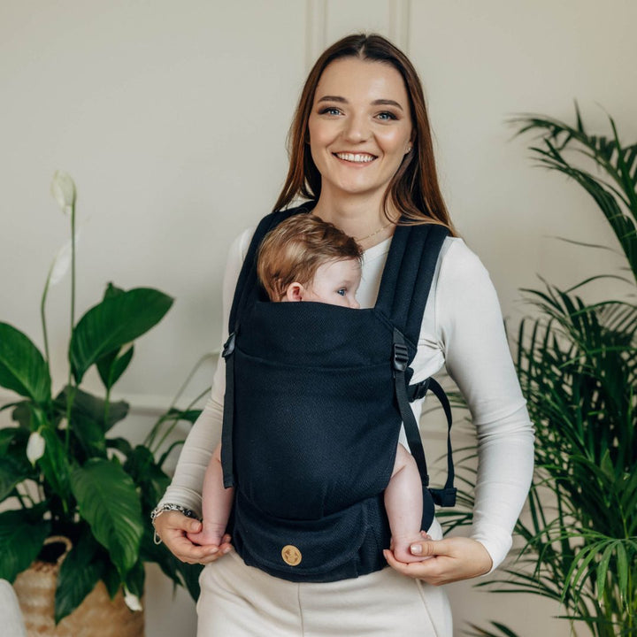 LennyLamb-LennyLight Baby Carrier - Little Herringbone Ebony Black (100% Cotton) - Cloth and Carry