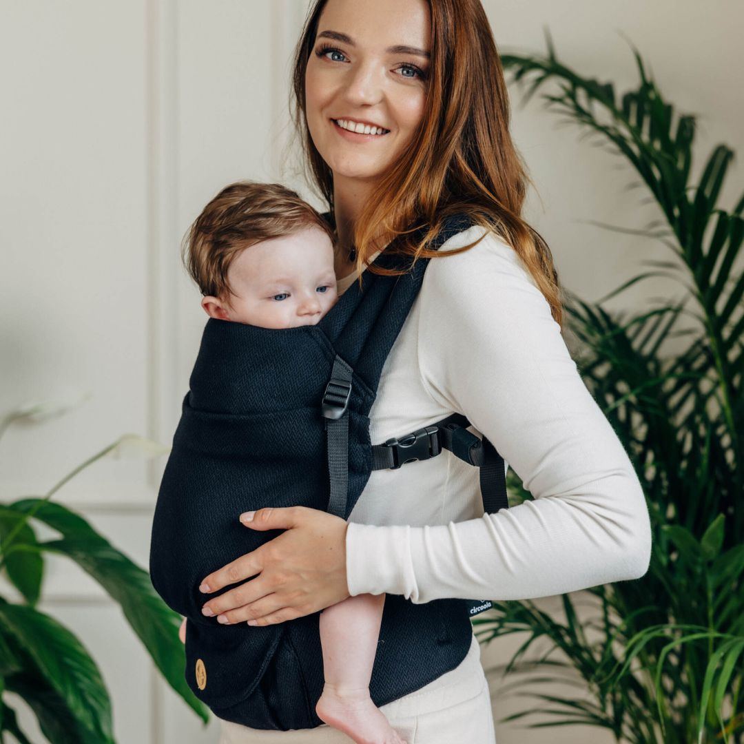 LennyLamb-LennyLight Baby Carrier - Little Herringbone Ebony Black (100% Cotton) - Cloth and Carry