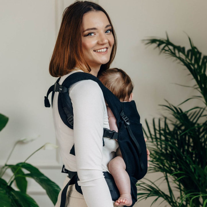 LennyLamb-LennyLight Baby Carrier - Little Herringbone Ebony Black (100% Cotton) - Cloth and Carry