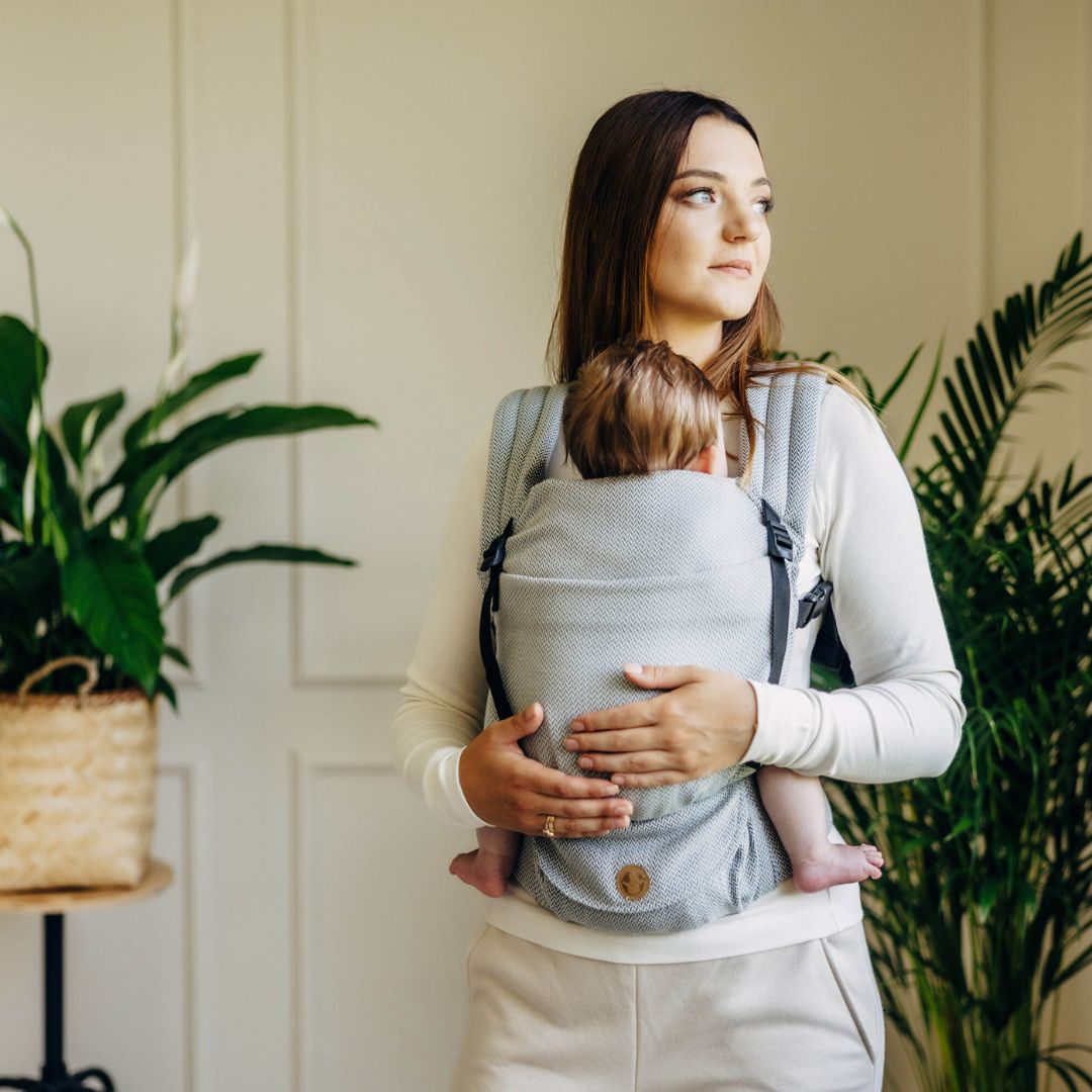 LennyLamb-LennyLight Baby Carrier - Little Herringbone Grey (100% Cotton) - Cloth and Carry