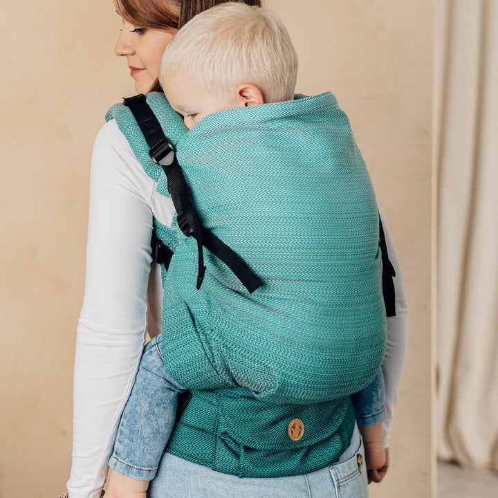 LennyLamb-LennyPreschool Carrier - Herringbone Ombre Green (100% Cotton) - Cloth and Carry