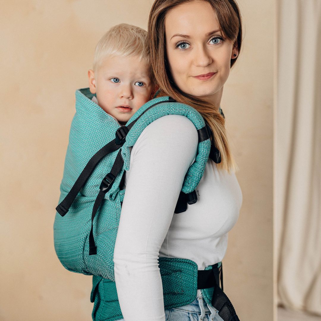 LennyLamb-LennyPreschool Carrier - Herringbone Ombre Green (100% Cotton) - Cloth and Carry