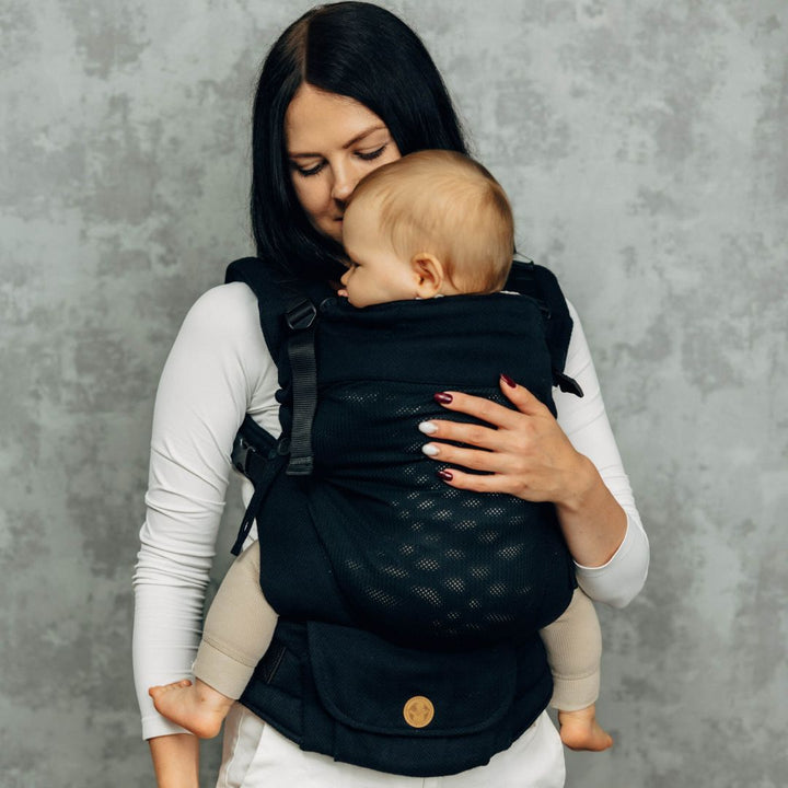 LennyLamb-LennyUpgrade Mesh "My First" Baby Carrier - Little Herringbone Ebony Black - Cloth and Carry