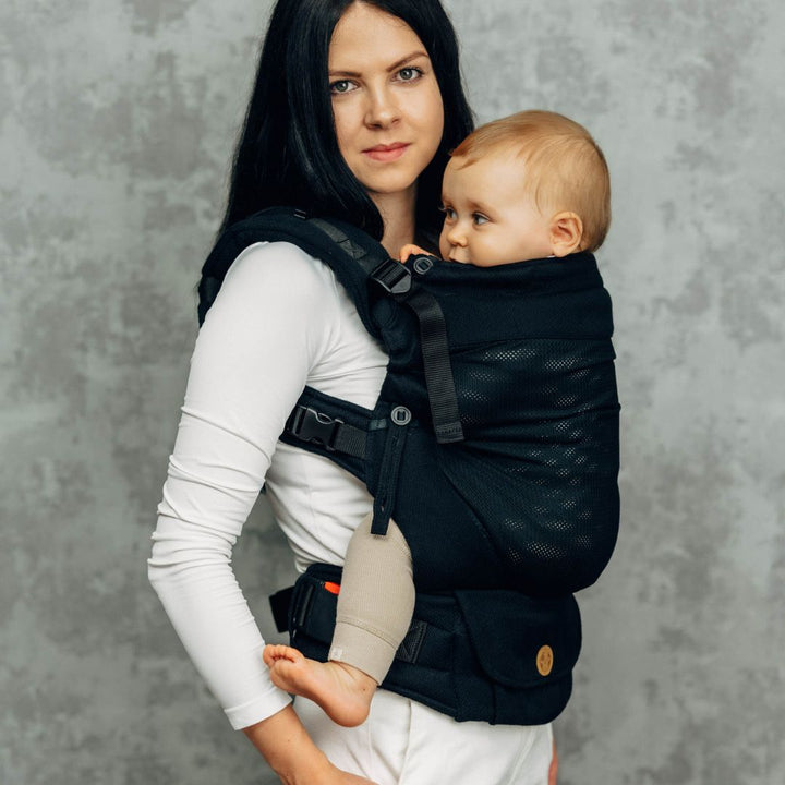 LennyLamb-LennyUpgrade Mesh "My First" Baby Carrier - Little Herringbone Ebony Black - Cloth and Carry