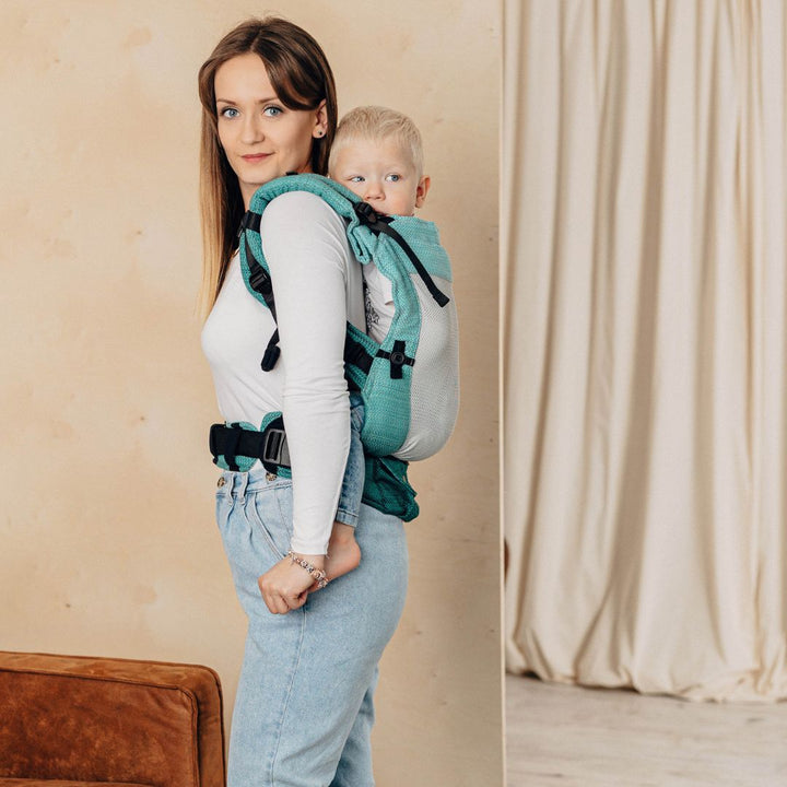 LennyLamb-LennyUpgrade Mesh Baby Carrier - Little Herringbone (Ombre Green) - Cloth and Carry