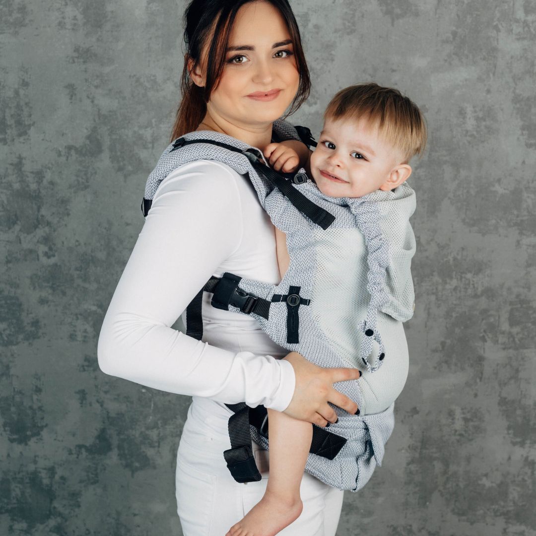 LennyLamb-LennyUpgrade Mesh "My First" Baby Carrier - Herringbone Grey - Cloth and Carry